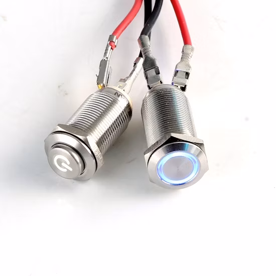 Электрический 12-миллиметровый кольцевой переключатель с высокой головкой из нержавеющей стали и металлической кнопкой