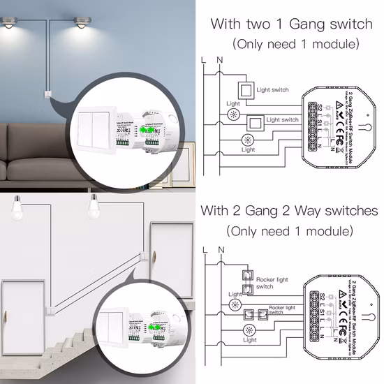 Новый продукт Artdna Zigbee WiFi 2 Gang Frame Switch